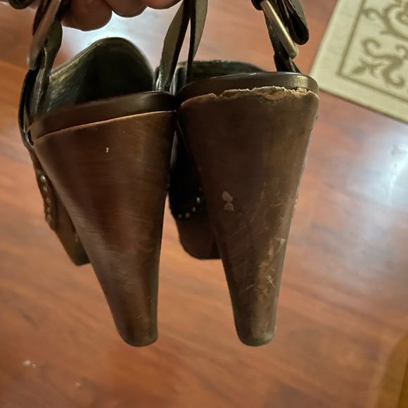 Daniblack Open Peep Toe Clog size 9.5 Brown ESPRESSO WAXY NAPPA shoe sling back - Picture 5 of 16